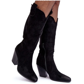 Botas Cowboy de Ante Negro con Tacón Alto Tortana