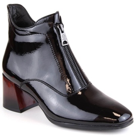 Botines de charol de tacón con cremallera, aislantes Vinceza W JAN249, negro