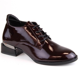 Vinceza W JAN254B Zapatos tacón charol cordones burdeos rojo