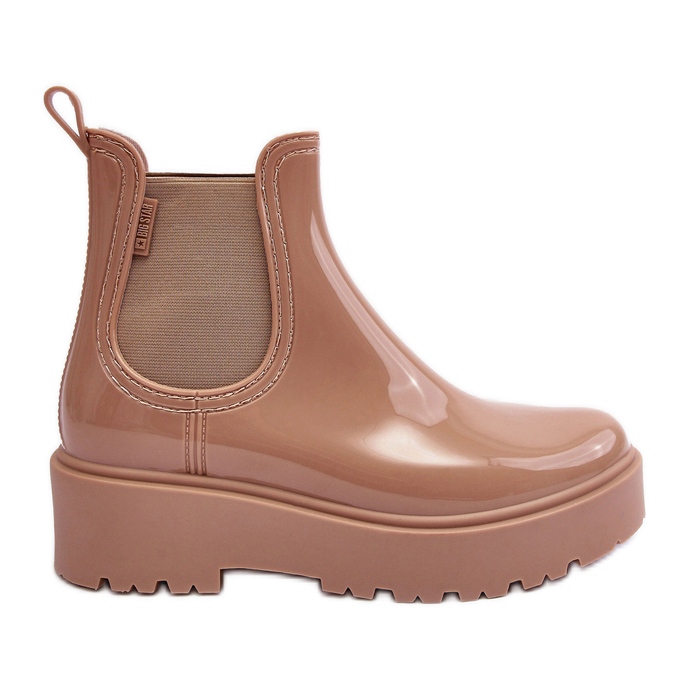 Botas de agua con plataforma Big Star de charol MM274396 Beige
