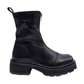 Botines Mujer Piel Con Cremallera Negro Aravalur