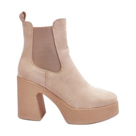 Botines de ante con tacón alto enorme Beige Sunilda