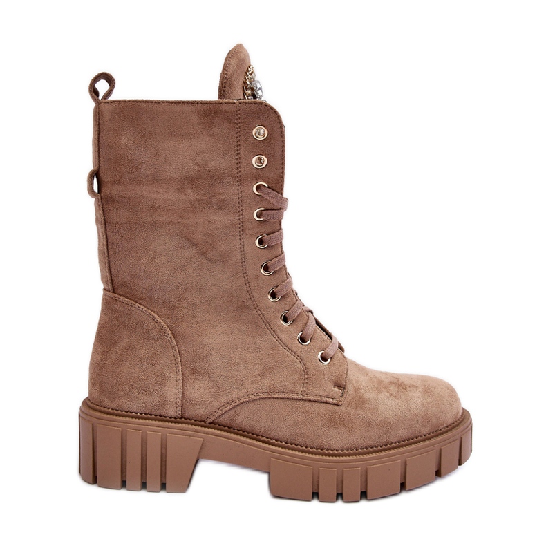 PS1 Botines obrero de ante con decoración de joyas, Marx beige oscuro