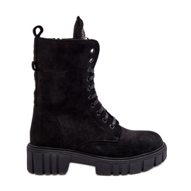 Botines Worker De Ante Con Adorno De Joyas, Marx Negro