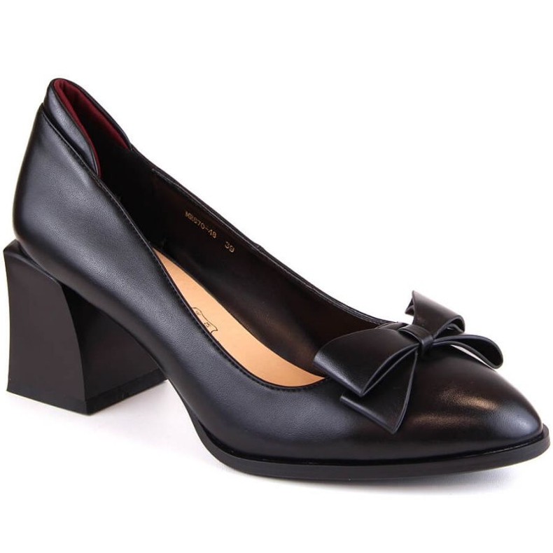 D&amp;A S.Barski Premium Collection W OLI229A Zapatos de tacón negros con lazo
