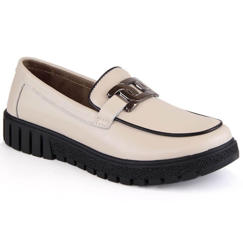 Zapatos de plataforma de piel con cadena Filippo W PAW460B beige