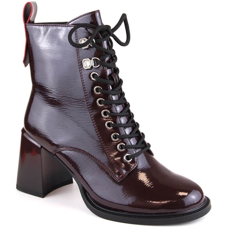 Botines tacón charol D&amp;A S.Barski Premium Collection W OLI225C burdeos rojo