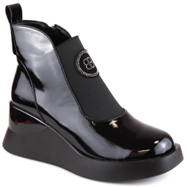 Botas cuña charol D&amp;A S.Barski Premium Collection W OLI226 negro