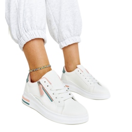 Zapatos blancos con inserciones rosas y verdes Anaunia