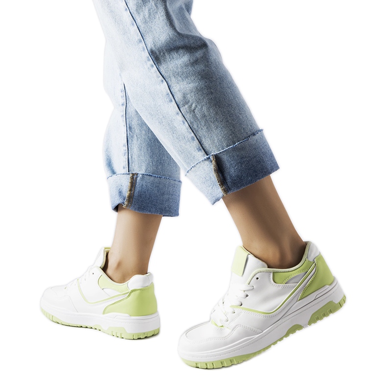 Inna Zapatillas Barrette blancas y verdes. blanco