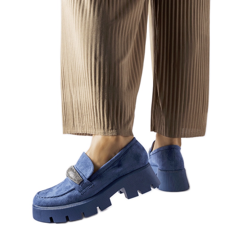 Mocasines azules con pedrería Macario