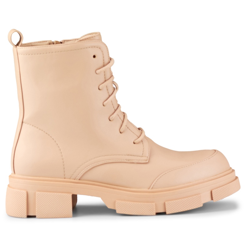 Botines cordones mujer nude beige
