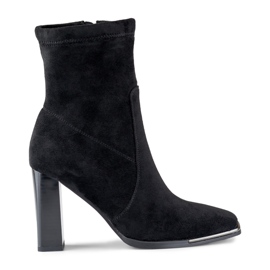 Botines de mujer de ante con parte superior entallada negro