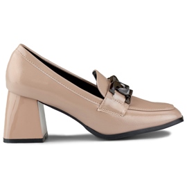 Mocasines mujer charol beige