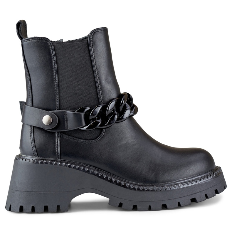 Botas Chelsea de mujer trabajadora negras con cadena desmontable negro