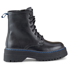 Botas clásicas de mujer con cordones y suela gruesa. negro