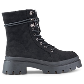 Botas de mujer de ante negro con suela gruesa