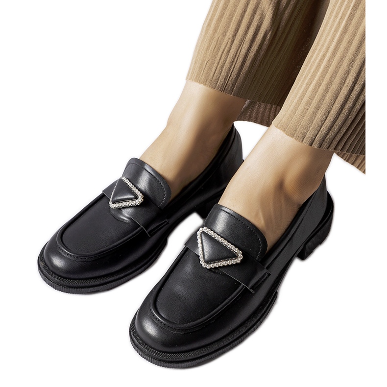 Mocasines negros decorados con pedrería Marsilius