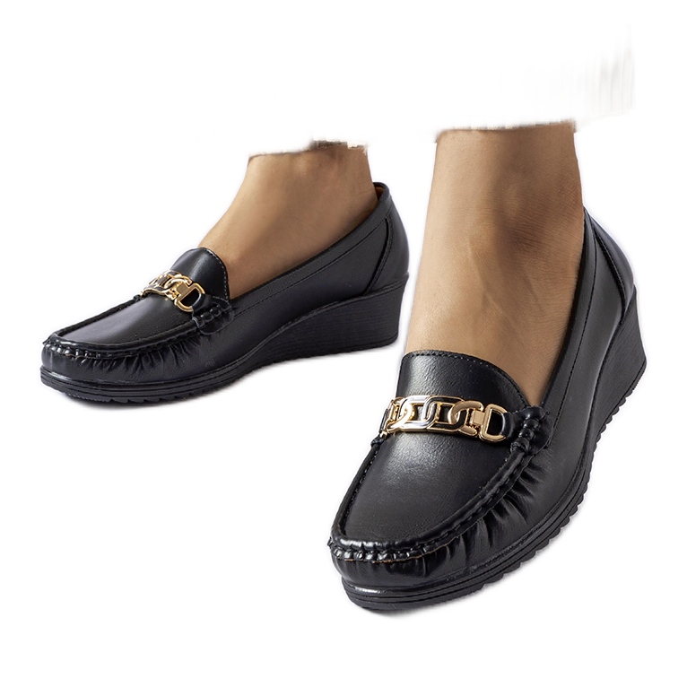 Mocasín cuña hebilla Lerino negro