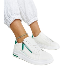 Inna Zapatillas blancas con inserciones verdes Anaunia blanco