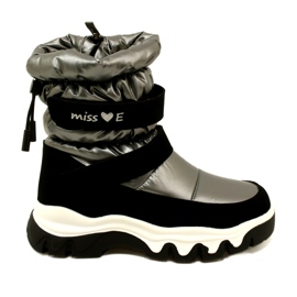 Botas de nieve impermeables para niños Miss Evento 23Dz23-6578 Gris-Negro
