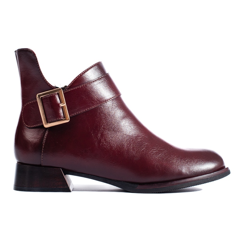 Elegantes botines burdeos con hebilla Vinceza rojo