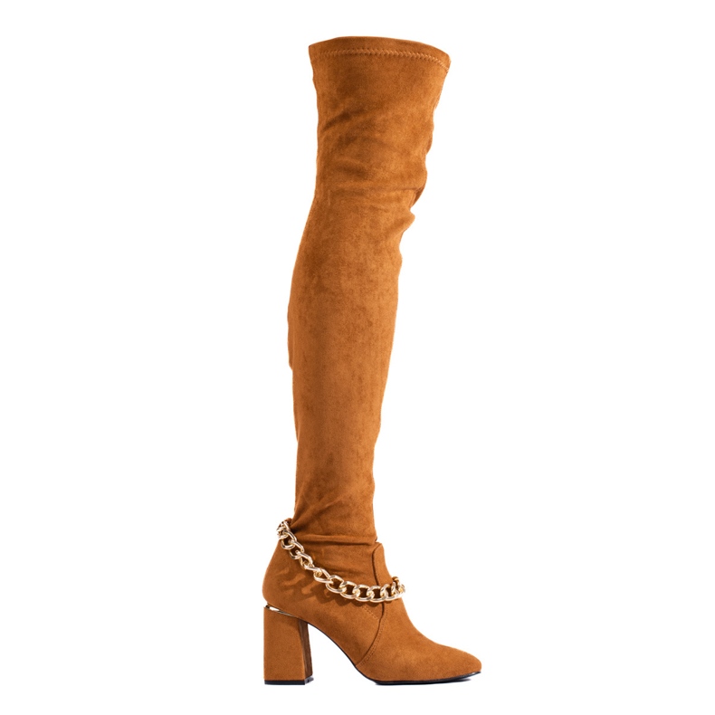 Botas por encima de la rodilla Shelovet de ante camel marrón
