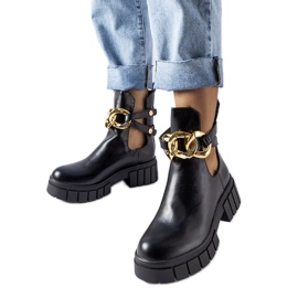 Botines Lancaster negros con cadena