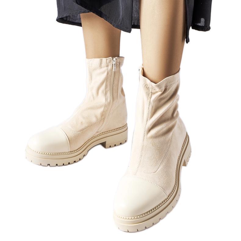 Botas tipo calcetín de ante ecológico beige de Cigliano