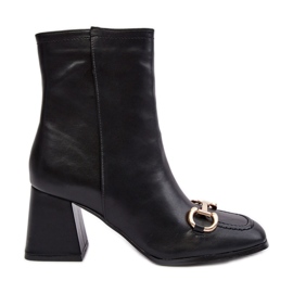 PH2 Botines Tacón Piel Con Adorno, Pamelinta Negra negro