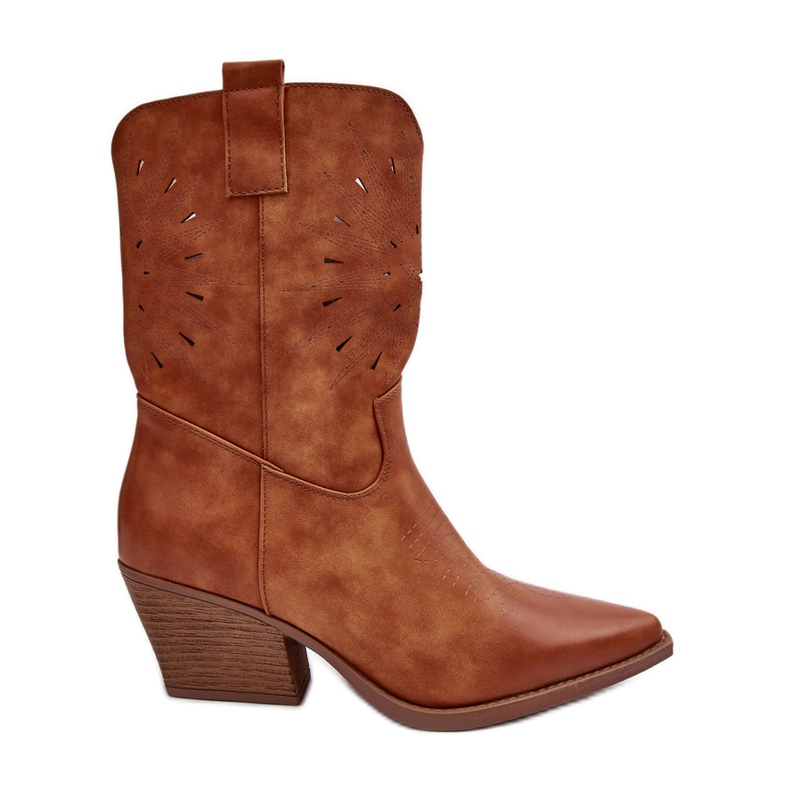 PH2 Botas Cowboy Tacón Bajo Ursulina Piel Camel marrón