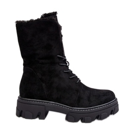 PS1 Botines Worker De Ante Con Cordones Y Piel, Negro Frendo