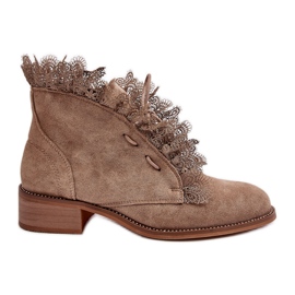 Botas planas de ante para mujer beige Klemovia