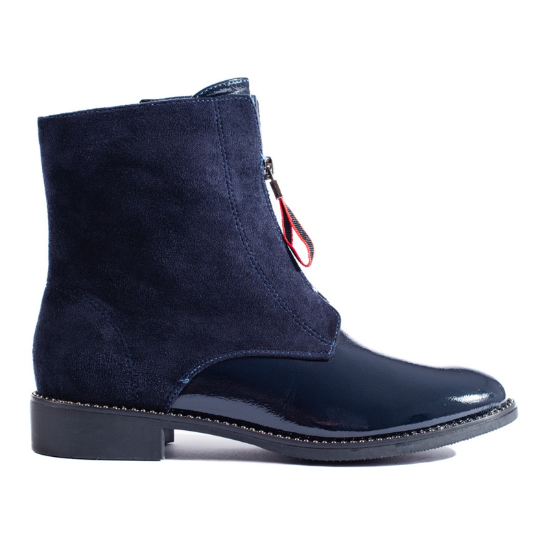 Botines de mujer azul marino con tacón plano de Shelovet