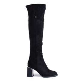 Botas clásicas de tacón alto de ante Shelovet negro
