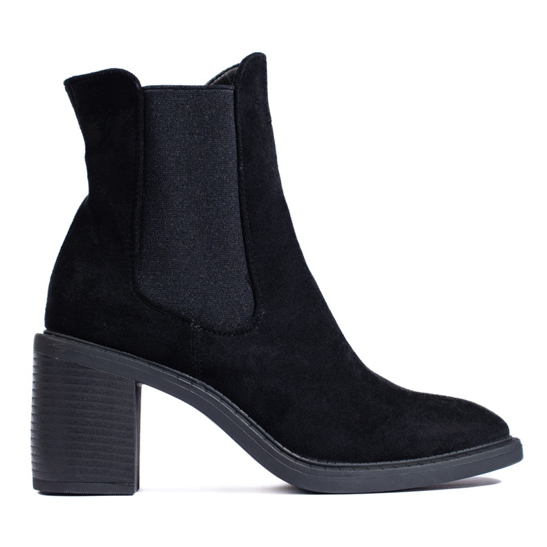 Botas Chelsea de mujer Shelovet de ante negro con tacón alto