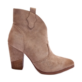 PS1 Botas vaqueras de ante beige Tanner con tacón alto