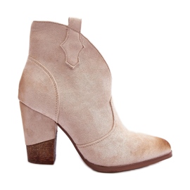 PS1 Botas vaqueras de ante con tacón alto Tanner beige claro