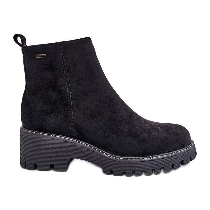 PS1 Botas Tacón Plano Ante, Aislante, Negro Neafgi
