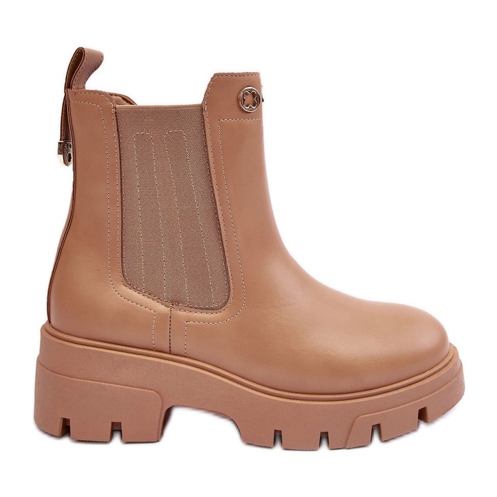 PS1 Botines Chelsea de piel para mujer con adornos de lóbulo en beige