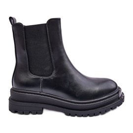 PS1 Botas Chelsea con tacón plano y plataforma, negro, Linestta