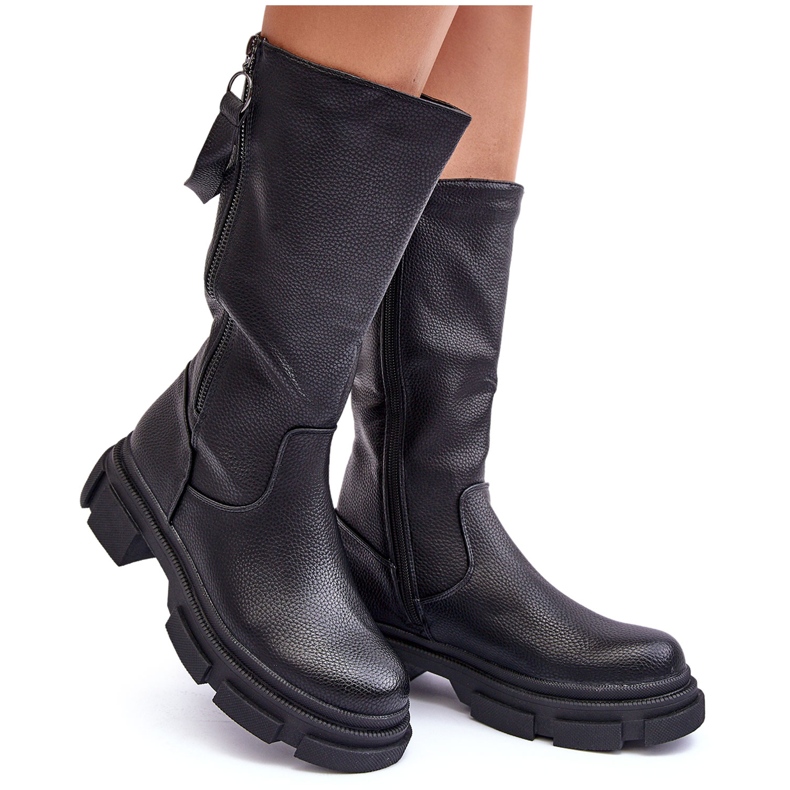 PS1 Botas Media Caña Lizames Negras negro