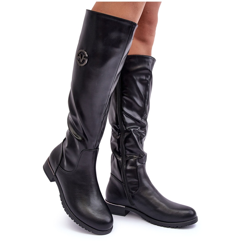 Vinceza Botas Planas Mujer Piel, Albuna Negra negro