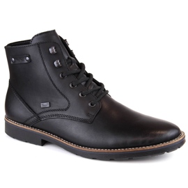 Botines de hombre impermeables de piel con aislamiento de lana, negro Rieker 15322-00