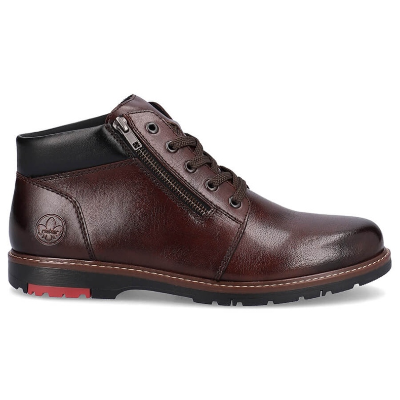 Botas de hombre cómodas de piel forradas de lana, marrón Rieker 10502-25