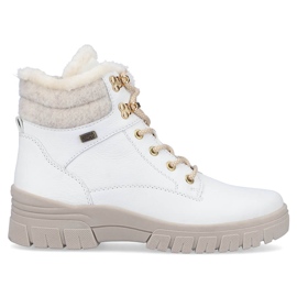 Botines de mujer impermeables de piel con aislamiento de lana, blanco Remonte D0E71-80