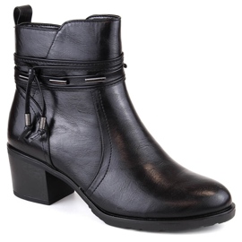 Botines de mujer Jezzi aislados de tacón alto y decoración en negro