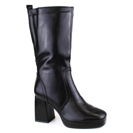 Botas de mujer de tacón alto con banda elástica, aislantes negras Jezzi RMR2288-5 negro