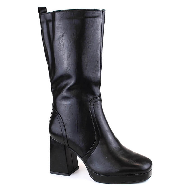 Botas de mujer de tacón alto con banda elástica, aislantes negras Jezzi RMR2288-5 negro Botas de mujer de tacón alto con banda elástica, aislantes negras Jezzi RMR2288-5 negro