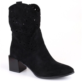 Botas cowboy caladas de mujer, sin aislamiento, negras Jezzi ASA217-4 negro